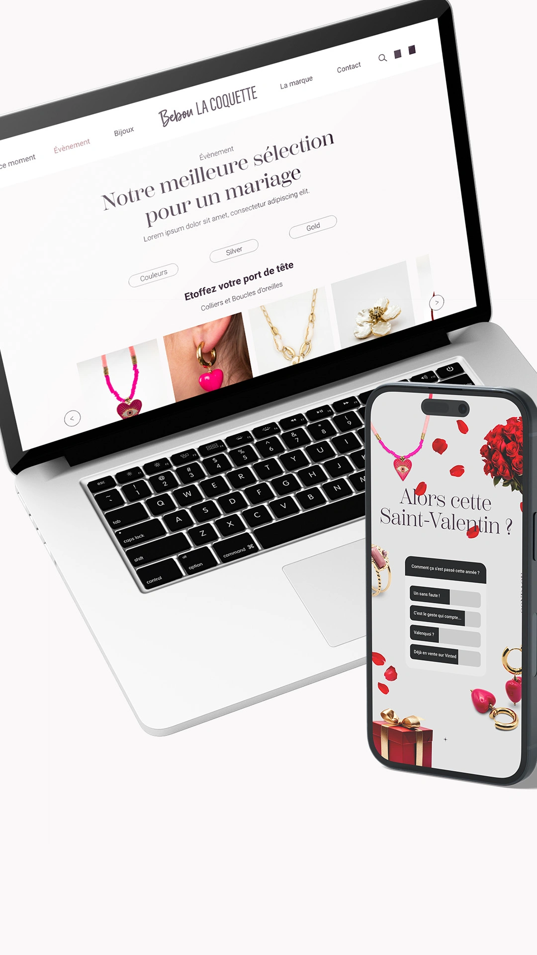 Mockup d'une réalisation de ZeAstronaut sur le projet Bébou la Coquette