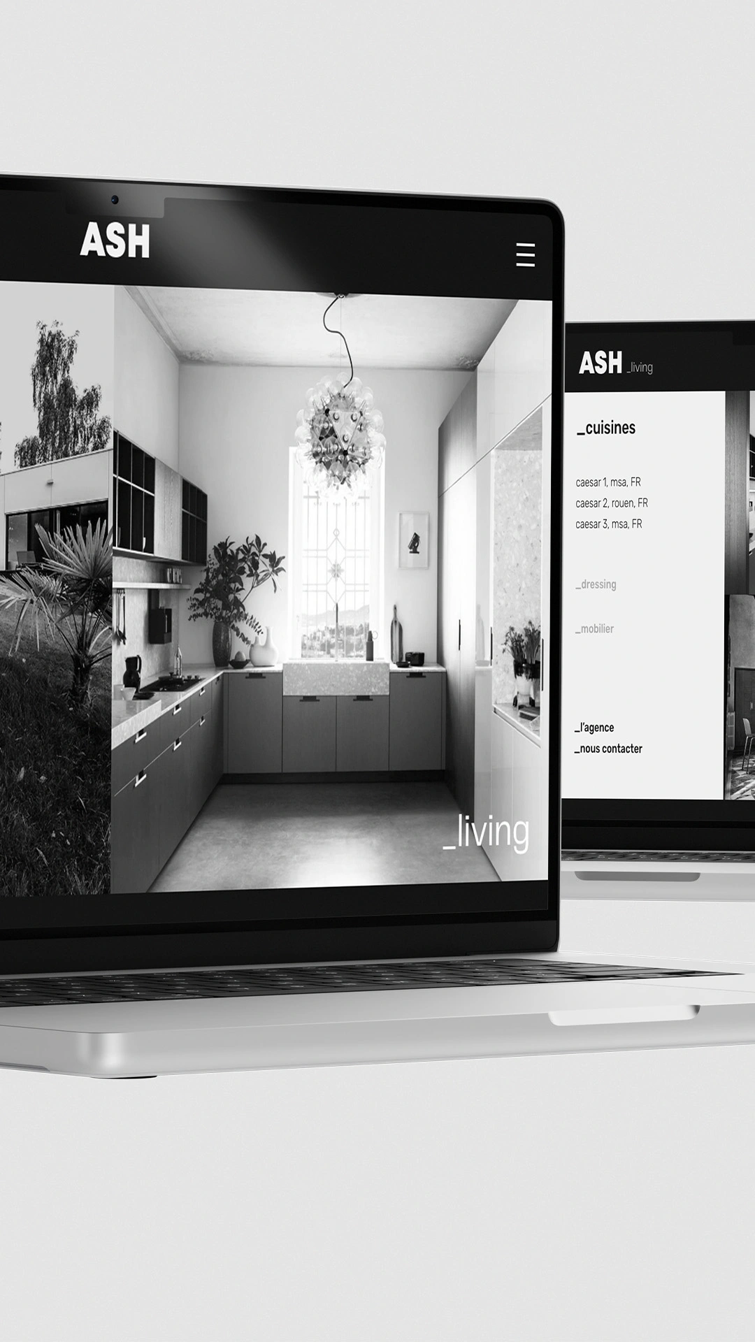 Mockup d'une réalisation de ZeAstronaut sur le projet Ash Agency