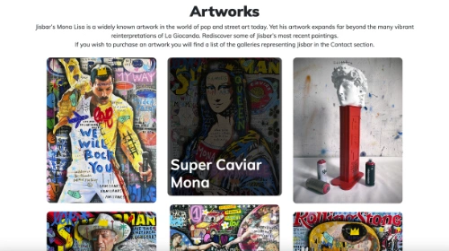 Page Artworks du site de Jisbar